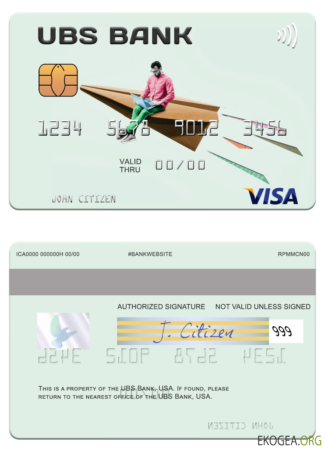 Carte visa de la banque UBS aux États Unis